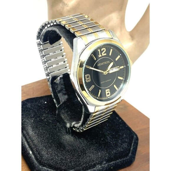 Armitron Men's Watch 20/4591TT Black Dial Quartz Two Tone Stainless Steel 39mm - Picture 2 of 14